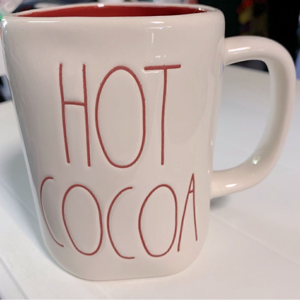 Rae Dunn Hot Cocoa Mug Cup White & Red 12oz Gorgeous no chips